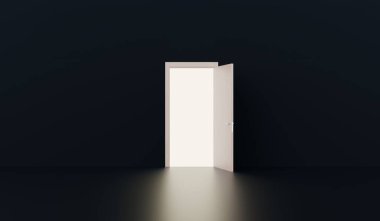 Kapı, kapı, ışık, ışık, kapı 3 boyutlu illüstrasyon