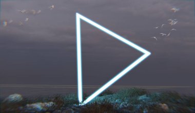 Neon çerçeve parlaması, doğa arka planı, teknoloji, soyut, arkaplan, üç boyutlu illüstrasyon