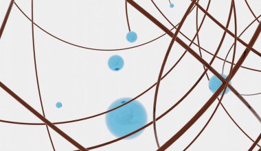 Soyut arkaplan, çizgiler ve bilyeler, üç boyutlu illüstrasyon