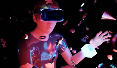 VR gözlükleri VR oyunları Sanal gerçeklik 3 boyutlu çizimler