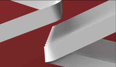 Soyut arkaplan deseni beyaz kurdele kırmızı arkaplan 3d illüstrasyon