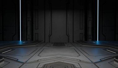 Modern sahne sergisi, bilim kurgu tarzı, arka plan, teknoloji, üç boyutlu illüstrasyon