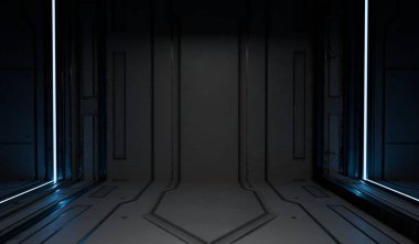 Modern sahne sergisi, bilim kurgu tarzı, arka plan, teknoloji, üç boyutlu illüstrasyon