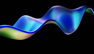 Soyut arkaplan, pürüzsüz dalgalar, gradyan, koyu tonlar, üç boyutlu illüstrasyon