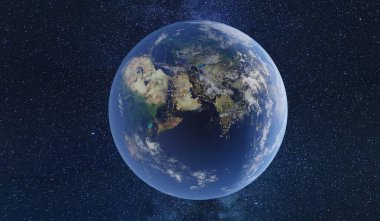 Küresel Kıta Kuzey Kutbu Güney Kutbu 3 boyutlu illüstrasyon