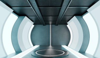 Tünel geçidi teknolojisi neon ışığı 3 boyutlu illüstrasyon