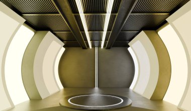 Tünel geçidi teknolojisi neon ışığı 3 boyutlu illüstrasyon