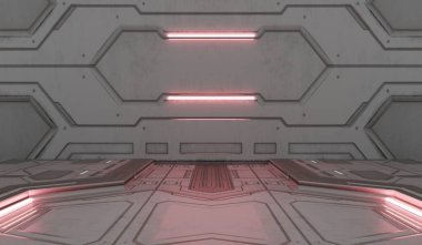 Teknoloji geçmişi, modern sahne, bilim kurgu tarzı, 3 boyutlu illüstrasyon