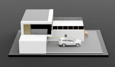 Ev modeli, küçük model ev, model ev, iki kat, üç boyutlu illüstrasyon.