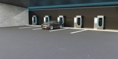 Elektrikli Araç Şarj İstasyonu EV 3D Görüntü