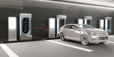 Elektrikli Araç Şarj İstasyonu EV 3D Görüntü