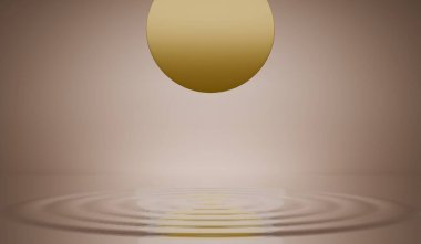 Su çemberi, ürün standı, su yüzeyi, su dalgası, 3 boyutlu illüstrasyon