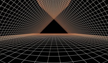 Ağ, yollar ve lazer ışıkları, soyut arkaplan, üç boyutlu illüstrasyon