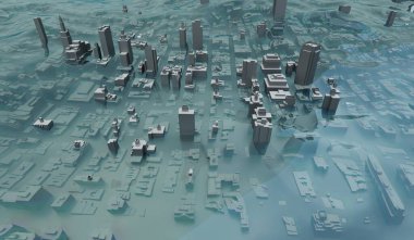 Global Flood, New York Şehri Tufanı, 3D İllüstrasyon
