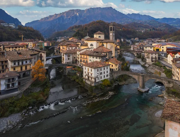 Bela Paisagem Urbana Pôr Sol Cidade Pequena Bergamo San Giovanni — Fotografia de Stock