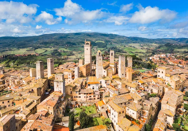 Vista Aérea San Gimignano Patrimonio Mundial Unesco Siena Toscana Italia —  Fotos de Stock