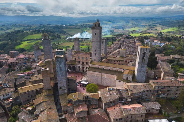 Vista Aérea San Gimignano Património Mundial Unesco Siena Toscana Itália — Fotografia de Stock