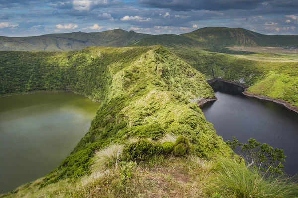 Green Paradise Atlantic Ocean Crater Lake Flores Island Azores Portugal — Stock Photo, Image