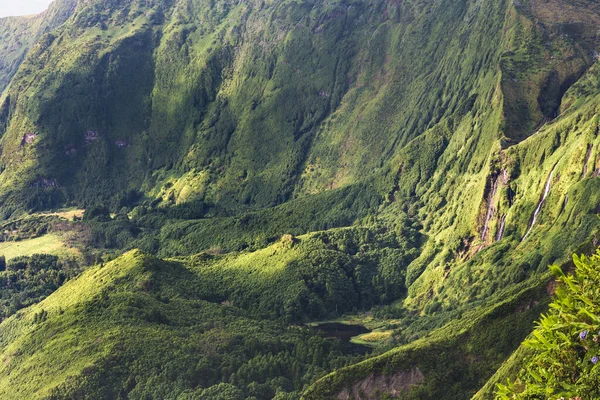 Azory Krajina Ostrově Flores Vodopády Pozo Alagoinha Portugalsko — Stock fotografie