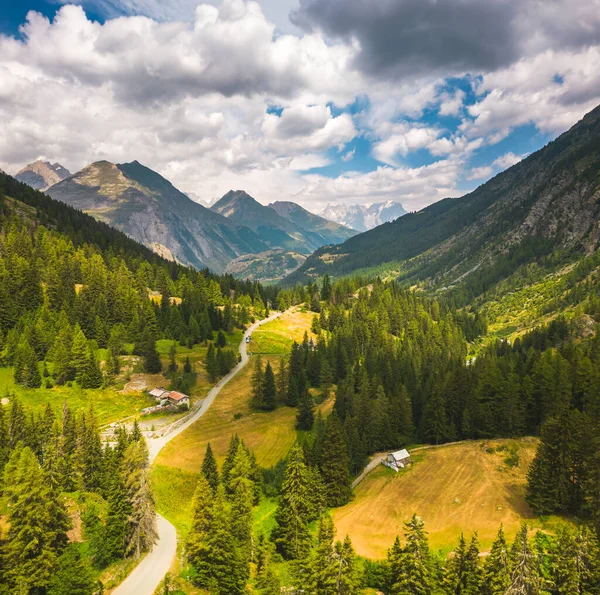 Aerial View Thuile Landscape Panorama Valle Daosta Italy — Stock Photo, Image