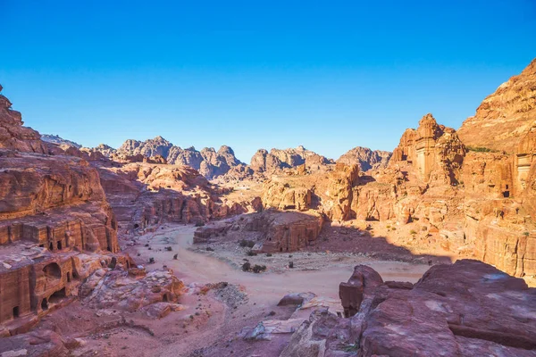 Panoramautsikt Från Vägen Till Höga Offer Över Petra Jordanien — Stockfoto