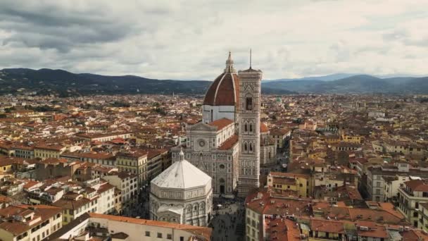 Городской Пейзаж Флорентийский Собор Святой Марии Цветущей Италии — стоковое видео