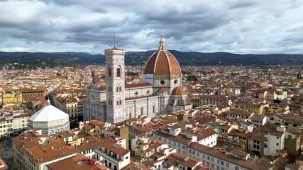 Letecký Pohled Cityscape Florencie Katedrála Marie Květiny Itálie Royalty Free Stock Video