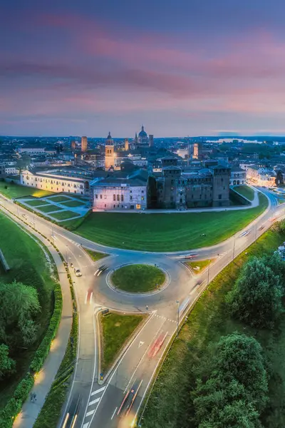 Panoramiczny Widok Lotu Ptaka Panoramę Miasta Mantua Lombardia Włochy Obraz Stockowy