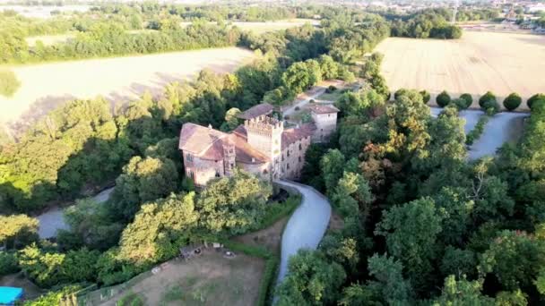 Orbite Vue Aérienne Château Romain Historique Marne Filago Province Bergame Séquence Vidéo