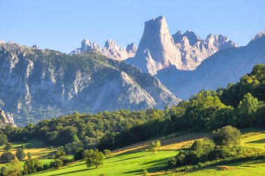 Picos de Europa Ulusal Parkı 'ndaki Naranjo de Bulnes dağı zirvesi, Asturias, İspanya. 