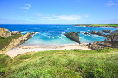 View of Mexota beach in Serantes, Tapia de Casariego, Asturias, Spain.  clipart