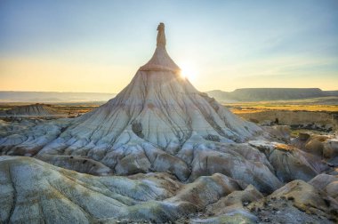 A natural view of the Bardenas Reales in the desert landscape of Southeast Navarre, Spain.  clipart