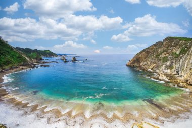 Asturyalar. playa del Silencio. Sessizlik kumsalı, Asturias. Kuzey İspanya. - Evet. Yüksek kalite fotoğraf