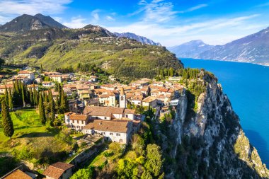 Aerial view of Tremosine village, Garda lake, italian summer, Tremosine, Lombardy, Italy clipart