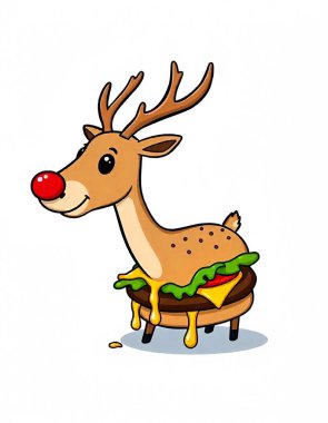 Reindeer burger cartoon style clipart