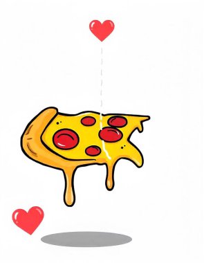 Pizza dilimi, çizgi film tarzı.