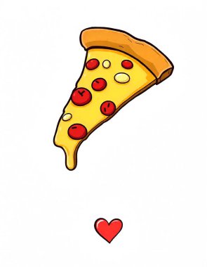 Pizza dilimi, çizgi film tarzı.