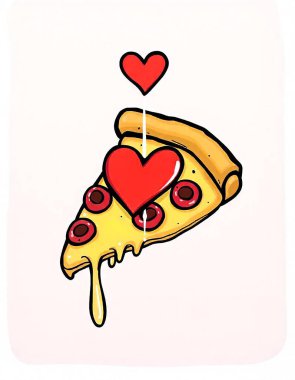 Pizza dilimi, çizgi film tarzı.