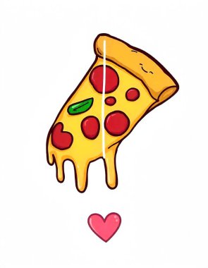 Pizza dilimi, çizgi film tarzı.