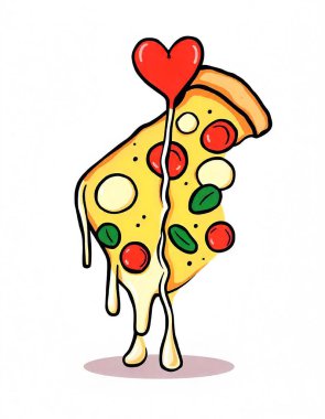 Pizza resmi çizgi film tarzı