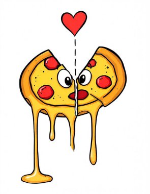 Pizza resmi çizgi film tarzı