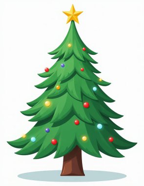  colorful christmas tree clipart cartoon style,white background clipart