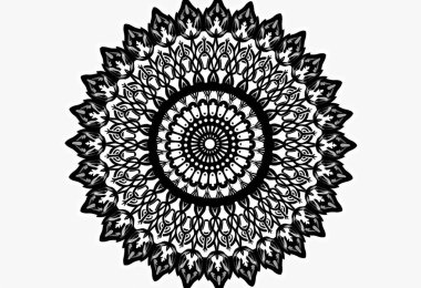 vektör mandala siyah-beyaz süslemesi