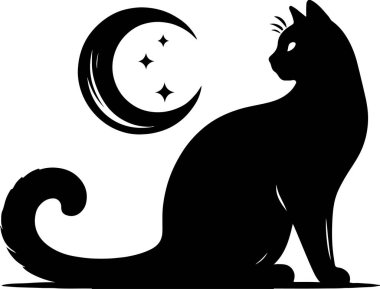 Kedi silueti vektör yazdırılabilir tasarımı sakinleştiriliyor