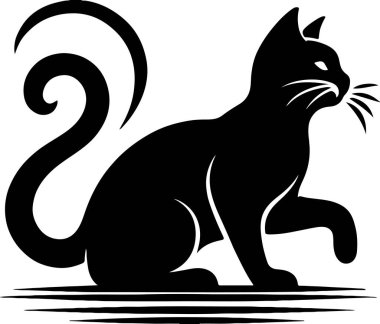 Kedi silueti vektör yazdırılabilir tasarımı sakinleştiriliyor