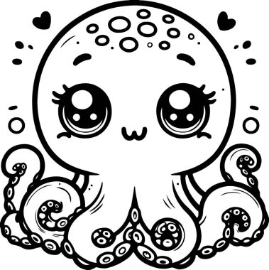 Cute cartoon octopus silhouette vector printable design clipart