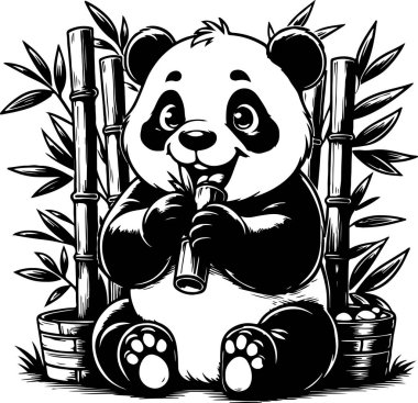 Şirin panda Clipart vektör tasarımı, harika şirin panda svg, yüksek çözünürlüklü basılabilir sevimli panda çizimi