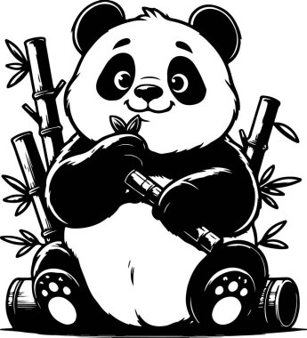 Şirin panda Clipart vektör tasarımı, çözünürlük basılabilir şirin panda çizimi