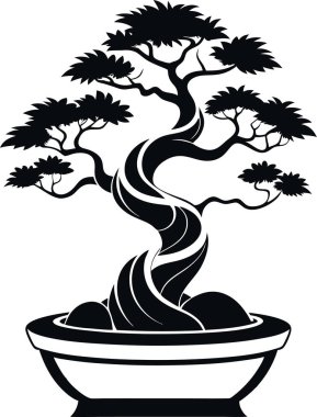 bonsai ağacı silueti vektör biçimi yazdırılabilir tasarım