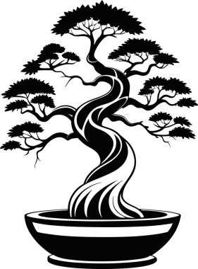 bonsai ağacı silueti vektör biçimi yazdırılabilir tasarım